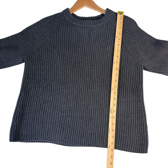Quince Organic Cotton Fisherman Sweater Charcoal Gray Shaker Knit Crewneck Small - Picture 6 of 7
